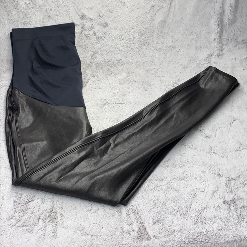 Spanx Maternity Faux Leather Leggings Sz XL